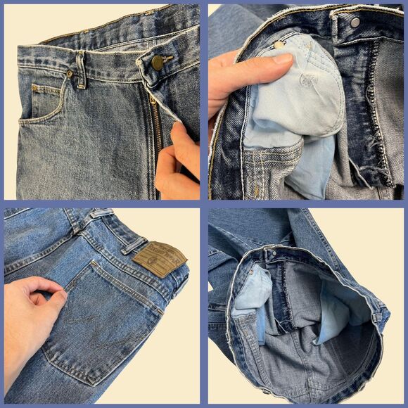 2000s Wrangler 36x31.5 denim pants, vintage Y2K straight leg medium wash jeans - Picture 4 of 8